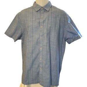 Van Heusen Slim Fit Shirt Mens XL 17-15.5 Embroidered Short Sleeve Button Down